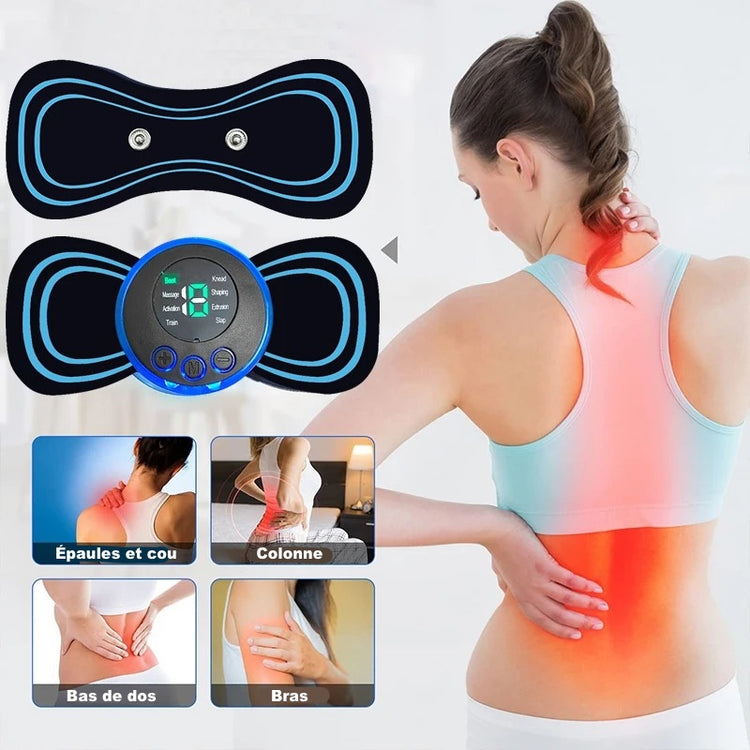Mini masseur électronique de tissus profonds, 19 vitesses et 8 modes – Patch de massage portable pour soulager la douleur, détendre les muscles et améliorer la circulation – Nombreux bienfaits réels. Livraison offerte !