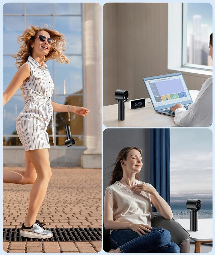 Puissant ventilateur portatif à main, batterie 4000 mAh, ventilateur rafraîchissant à 5 vitesses réglables, affichage digital. La livraison prioritaire est offerte !