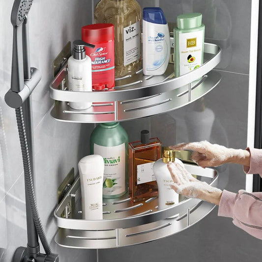 Superbe étagère de douche haute qualité, sans perçage, autocollante, métal, imperméable, antirouille, support pour articles de salle de bain, capacité 10 kg, installation facile. Idéale pour bain, toilettes, buanderie et cuisine. La livraison est offerte!