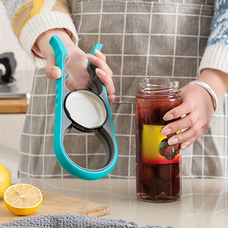 Ingénieux ouvre-bocal 4 en 1, ergonomique et antidérapant – Idéal pour ouvrir facilement bocaux, bouteilles et canettes sans effort, même avec les mains mouillées ou douloureuses. La livraison prioritaire est offerte !