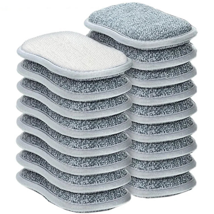 Éponges magiques double face, maintenant épaissies – Chiffons double face argentés pour vaisselle et casseroles – Nettoyage puissant et récurage magique. La livraison prioritaire est offerte !