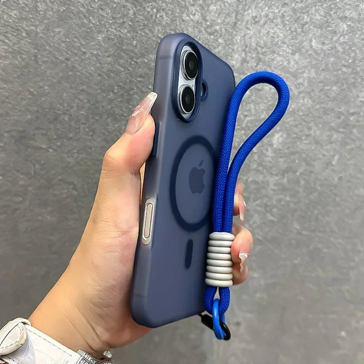 Coque colorée pour iPhone avec dragonne intégrée – Étui antichoc en silicone souple, anti-rayures, anti-traces, compatible charge sans fil et MagSafe, protection 360° avec prise en main sécurisée. Livraison prioritaire offerte !