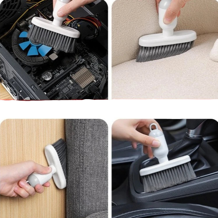 Brosse de nettoyage multifonctions 2 en 1 avec mini brosse intégrée, brosse à poils souples pour clavier d’ordinateur, crevasses de fenêtres, voiture et nettoyage ménager. Livraison offerte !