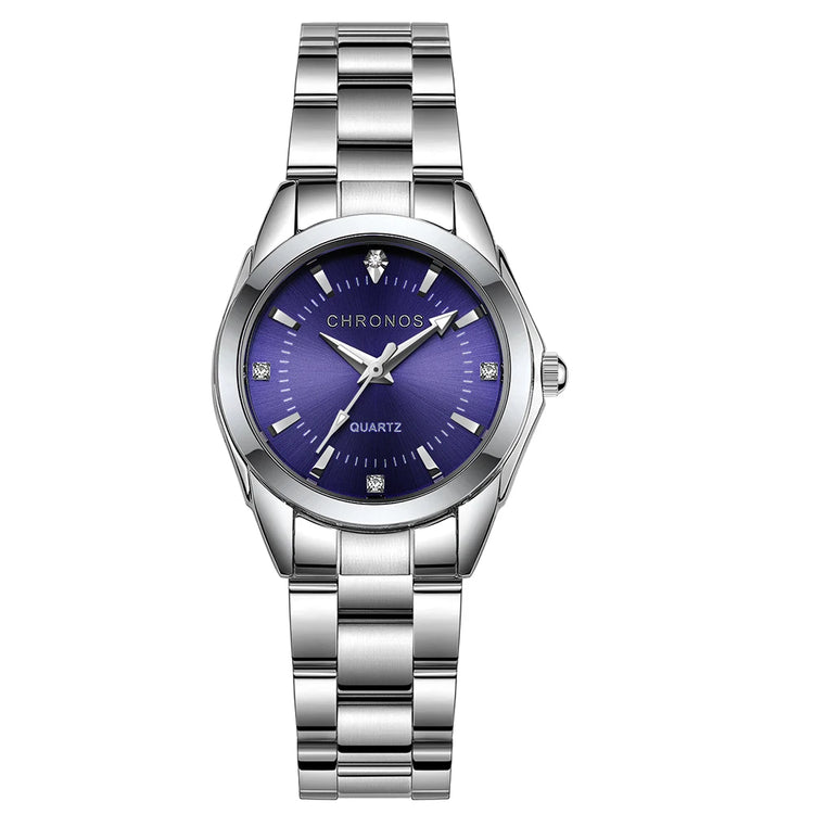 Montre élégante pour femme en acier inoxydable, mouvement quartz, résistante à l’eau. Livraison prioritaire offerte !