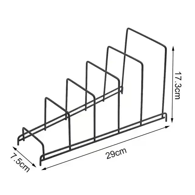 Support de rangement en fer, multicouche et peu encombrant, pour planches à découper, couvercles de casseroles, plaques et accessoires de cuisine – Disponible en 3, 4 ou 5 compartiments. Livraison offerte !