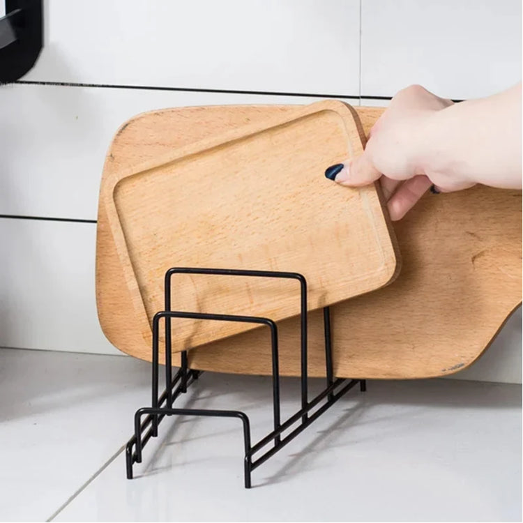 Support de rangement en fer, multicouche et peu encombrant, pour planches à découper, couvercles de casseroles, plaques et accessoires de cuisine – Disponible en 3, 4 ou 5 compartiments. Livraison offerte !