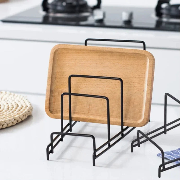 Support de rangement en fer, multicouche et peu encombrant, pour planches à découper, couvercles de casseroles, plaques et accessoires de cuisine – Disponible en 3, 4 ou 5 compartiments. Livraison offerte !