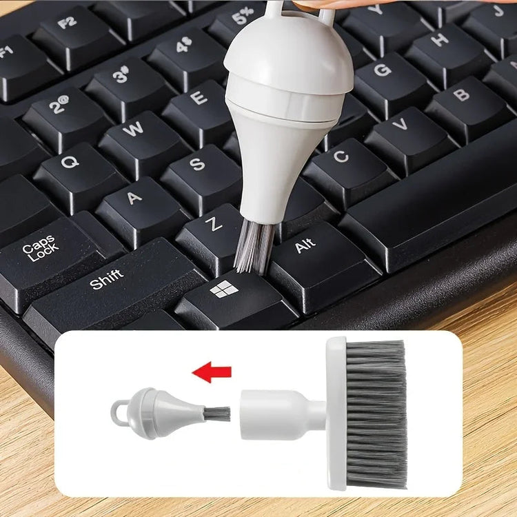 Brosse de nettoyage multifonctions 2 en 1 avec mini brosse intégrée, brosse à poils souples pour clavier d’ordinateur, crevasses de fenêtres, voiture et nettoyage ménager. Livraison offerte !