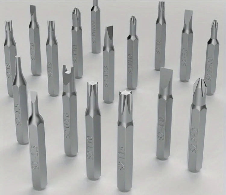 Jeu de tournevis de précision 25 en 1, magnétique, multi-embouts en acier haute résistance, avec manche en aluminium antidérapant - le kit essentiel à avoir chez soi en cas de besoin ou d’urgence. Livraison offerte !