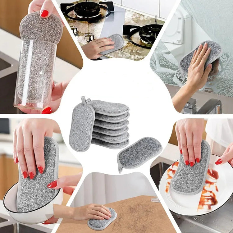 Éponges magiques double face, maintenant épaissies – Chiffons double face argentés pour vaisselle et casseroles – Nettoyage puissant et récurage magique. La livraison prioritaire est offerte !