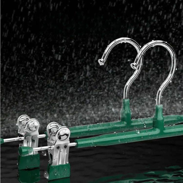 Lot de 10 cintres à clips réglables en acier inoxydable, antidérapants et infroissables, robustes et durables, idéal pour pantalons, jupes, shorts et vêtements lourds, gain de place garanti dans votre placard. Livraison offerte !