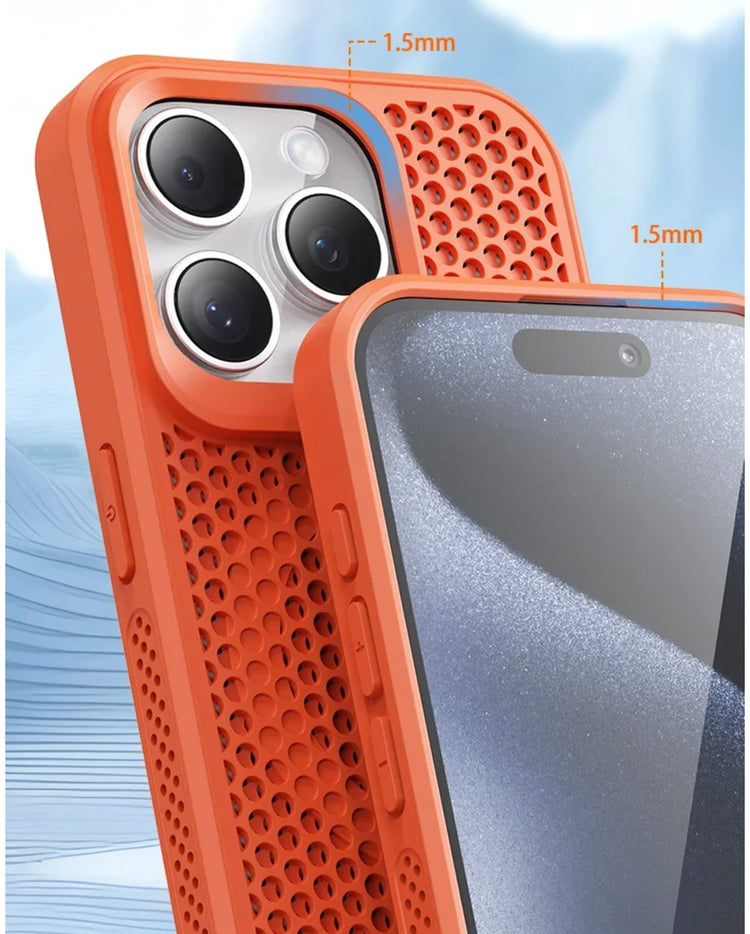 Ingénieuse coque magnétique alvéolée ultra-rafraîchissante pour iPhone avec dissipation de la chaleur, dos rigide respirant compatible MagSafe, protection totale et design haute performance. Livraison prioritaire offerte !