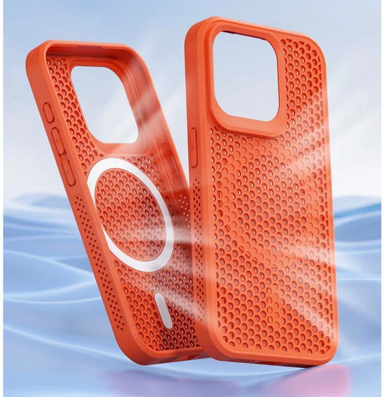 Ingénieuse coque magnétique alvéolée ultra-rafraîchissante pour iPhone avec dissipation de la chaleur, dos rigide respirant compatible MagSafe, protection totale et design haute performance. Livraison prioritaire offerte !