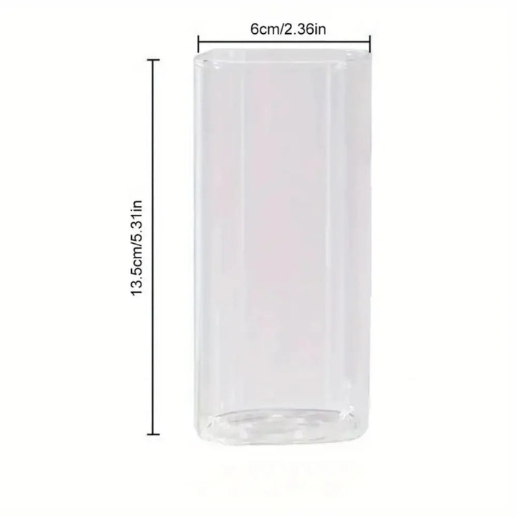 Gobelet carré en verre transparent 380 ml avec couvercle étanche et paille incluse, résistant à la chaleur, idéal pour jus, lait, café, thé ou cocktail. Livraison prioritaire offerte !
