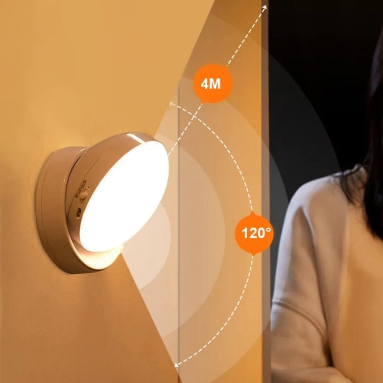 Ingénieuse veilleuse automatique, blanc chaud, rotative à 360°, capteur de mouvement ultra-sensible, détachable, magnétique, 90 jours d'autonomie sur une seule charge, câble USB et adhésif inclus. La livraison est offerte !