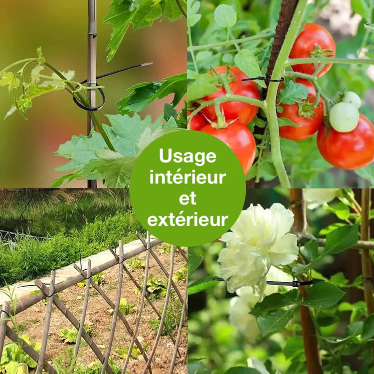 Lot de 100 attaches autobloquantes en nylon, haute résistance jusqu’à 27,2 kg, usage intérieur et extérieur, résistantes aux températures extrêmes, idéales pour organiser câbles, fils, tuyaux, jardin, bricolage, voiture et bureau. Livraison offerte !