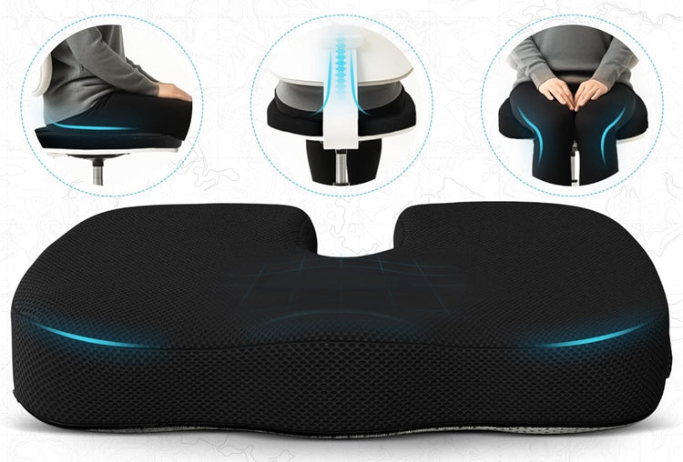 Coussin ergonomique en mousse à mémoire de forme, il soulage le dos, le coccyx, la sciatique, les hémorroïdes et la colonne vertébrale – Confort ultime pour longues heures assises – Antidérapant, lavable – Coussin Premium. Livraison prioritaire offerte !