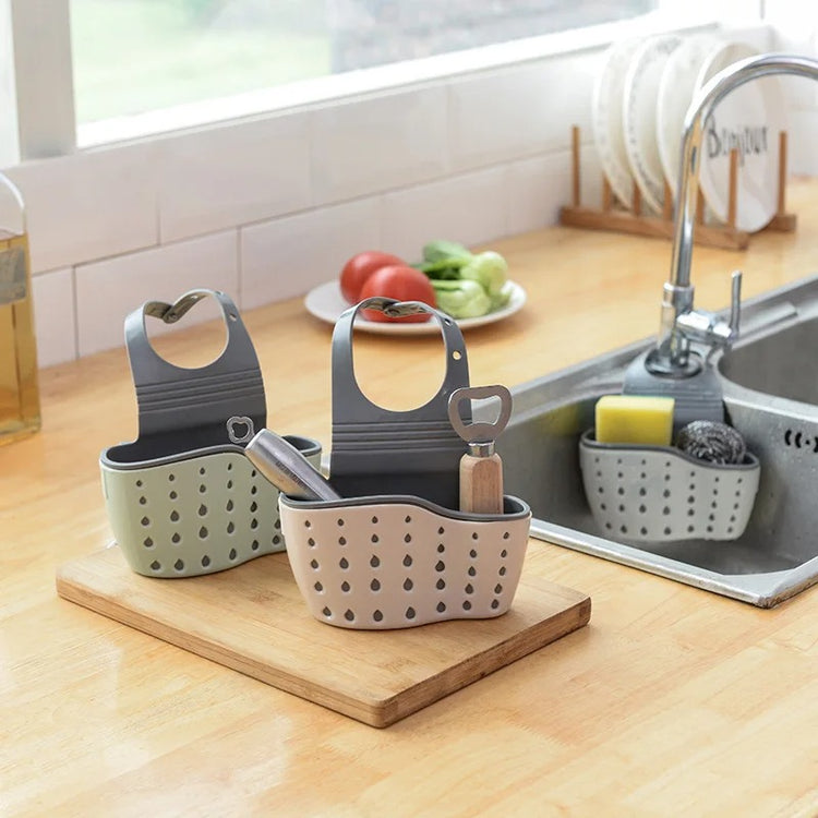 Porte-éponge en silicone pour évier de cuisine, avec sangle réglable et trous de drainage. La livraison prioritaire est offerte !