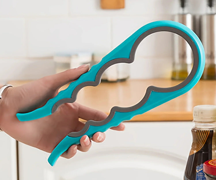 Ingénieux ouvre-bocal 4 en 1, ergonomique et antidérapant – Idéal pour ouvrir facilement bocaux, bouteilles et canettes sans effort, même avec les mains mouillées ou douloureuses. La livraison prioritaire est offerte !
