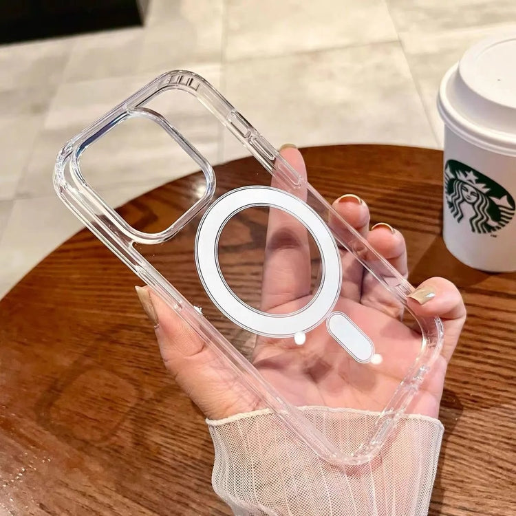Coque transparente magnétique antichoc pour iPhone – Compatible MagSafe, ultra fine, souple et résistante avec découpes précises pour tous les modèles. Livraison prioritaire offerte !