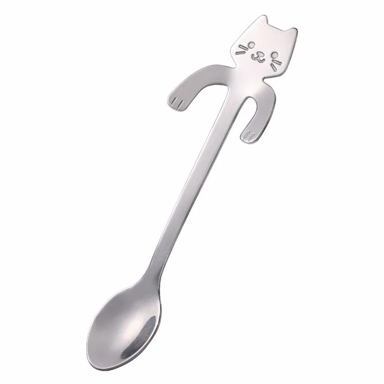 Cuillères à café en forme de chat suspendu, lot de 2 pièces en acier inoxydable 304, design ludique et élégant avec pattes qui s’accrochent au rebord de la tasse, idéales pour café, thé, desserts et glaces. Livraison offerte !