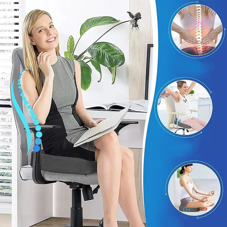 Coussin ergonomique en mousse à mémoire de forme, il soulage le dos, le coccyx, la sciatique, les hémorroïdes et la colonne vertébrale – Confort ultime pour longues heures assises – Antidérapant, lavable – Coussin Premium. Livraison prioritaire offerte !