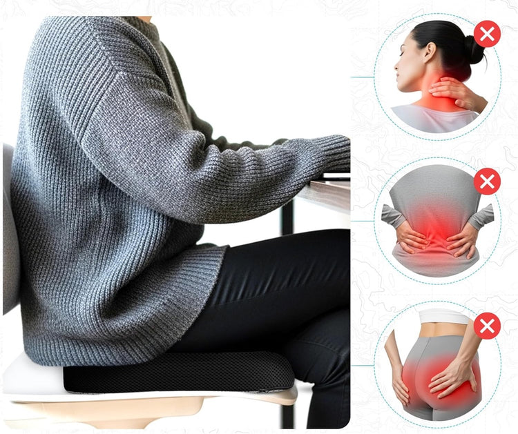 Coussin ergonomique en mousse à mémoire de forme, il soulage le dos, le coccyx, la sciatique, les hémorroïdes et la colonne vertébrale – Confort ultime pour longues heures assises – Antidérapant, lavable – Coussin Premium. Livraison prioritaire offerte !