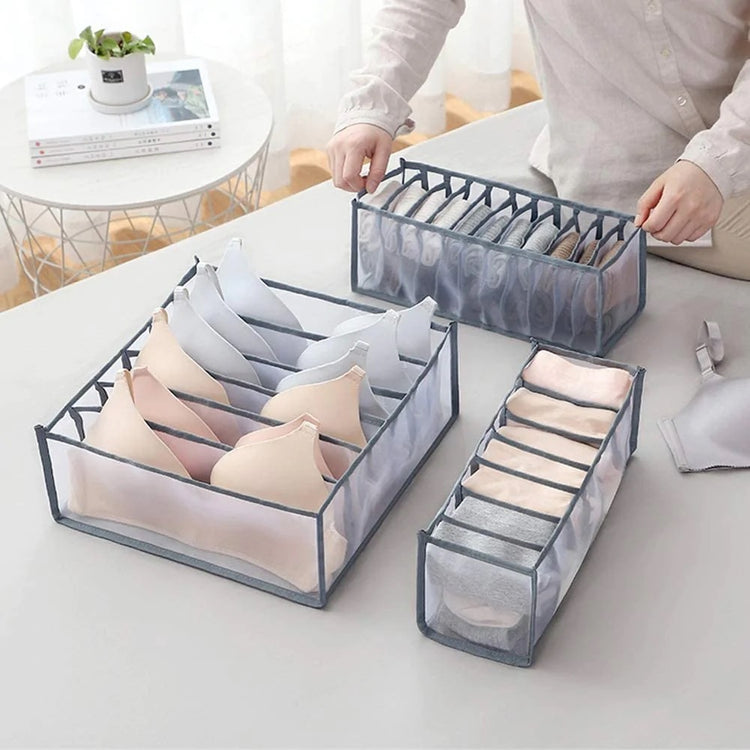 Jolis paniers cendrés pour sous-vêtements et bas, utilisations multiples, pratiques et lavables. La livraison est offerte!