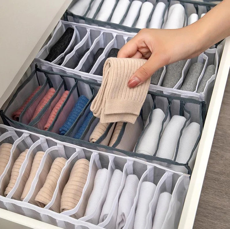 Jolis paniers cendrés pour sous-vêtements et bas, utilisations multiples, pratiques et lavables. La livraison est offerte!
