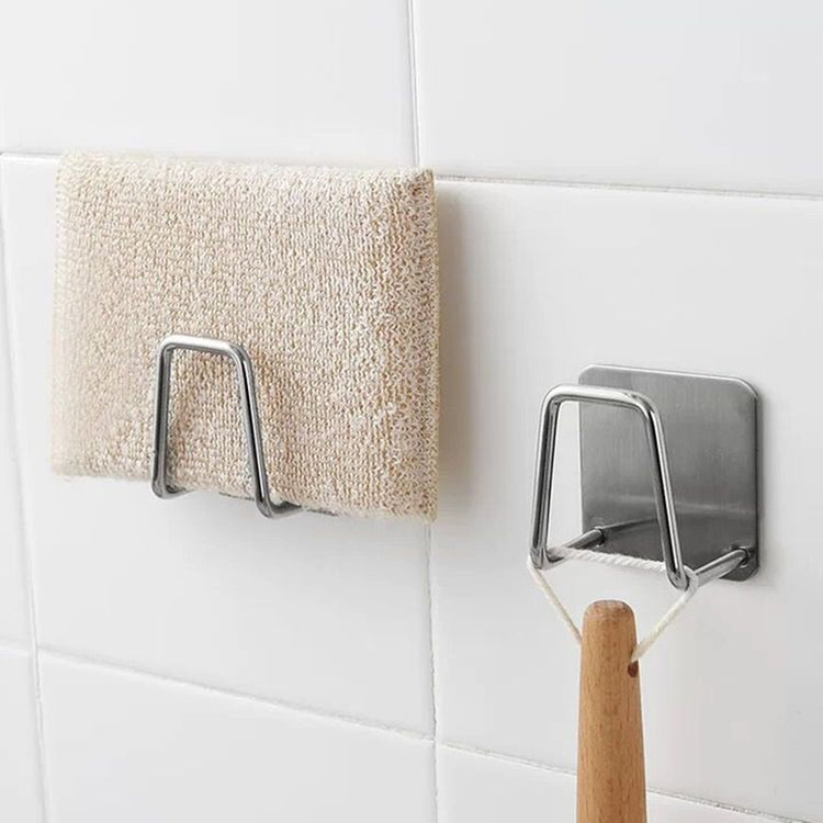 Supports auto-adhésifs en acier inoxydable pour éponges de cuisine et divers accessoires. La livraison est offerte !