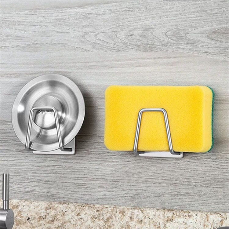 Supports auto-adhésifs en acier inoxydable pour éponges de cuisine et divers accessoires. La livraison est offerte !