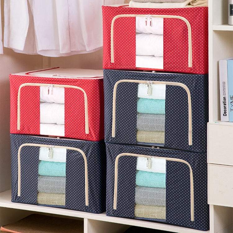 Superbe boîte de rangement de 24L en tissu Oxford avec armature intérieure en acier, double porte d'accès, fenêtre transparente et fermeture à glissière robuste.