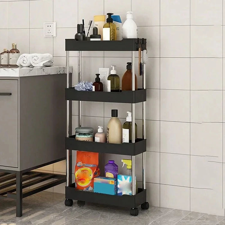 Étagère étroite sur roulettes – haute capacité de rangement pour cuisine, salle de bain, buanderie, et plus. Design multifonctionnel à plusieurs niveaux, base perforée pour drainage, en plastique et métal. La livraison prioritaire est offerte !