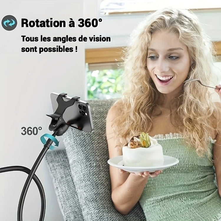 Support Premium à long bras flexible et robuste de 70cm pour smartphone, confort optimal, ergonomie avancée, vision protégée et installation ultra-facile sans outils. La livraison prioritaire est offerte !