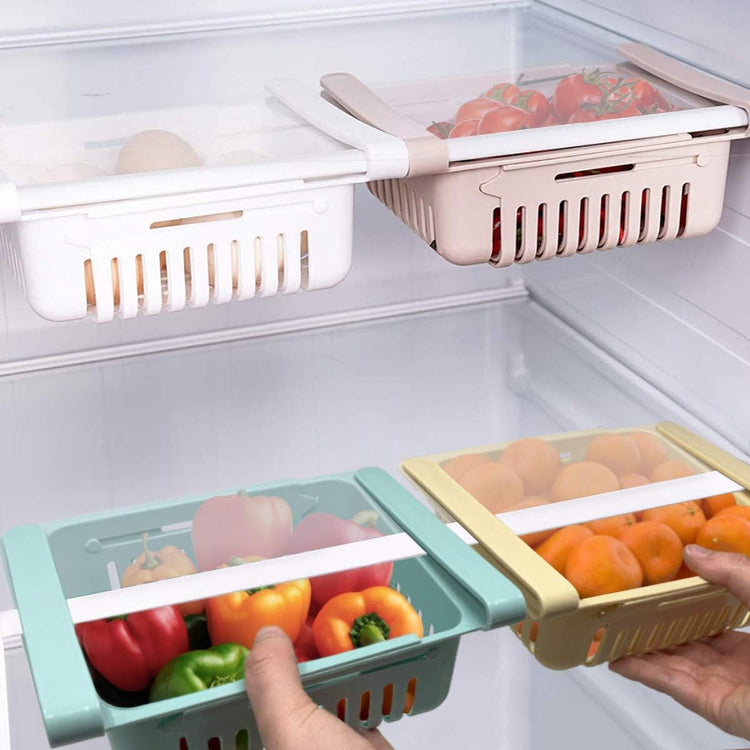 Joli tiroir de rangement pour réfrigérateur, extensible jusqu'à 28,5cm, un essentiel pour bien organiser vos aliments! La livraison est offerte !