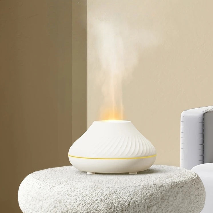 Superbe diffuseur d'arômes et humidificateur silencieux, effet flamme réaliste, 7 couleurs LED, compatible huiles essentielles, arrêt automatique sécurisé, 130ml, pour détente et bien-être. La livraison est offerte !