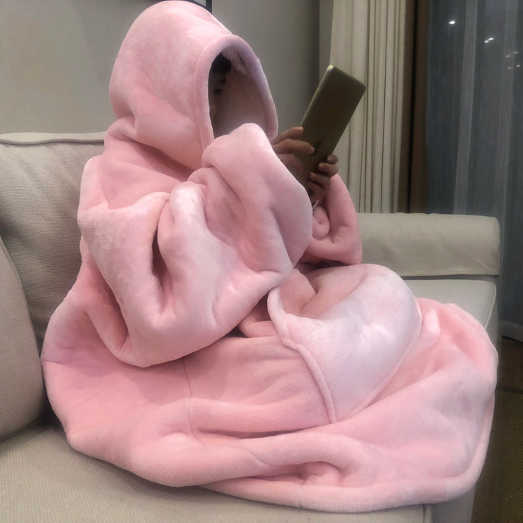 Oversized Hoodie Blanket With Sleeves Sweatshirt Plaid Winter Fleece Hoody Women Pocket Female Hooded Sweat Oversize Femme