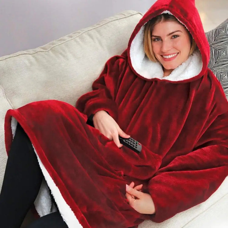 Oversized Hoodie Blanket With Sleeves Sweatshirt Plaid Winter Fleece Hoody Women Pocket Female Hooded Sweat Oversize Femme