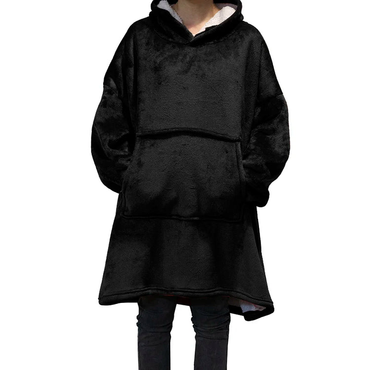 Oversized Hoodie Blanket With Sleeves Sweatshirt Plaid Winter Fleece Hoody Women Pocket Female Hooded Sweat Oversize Femme