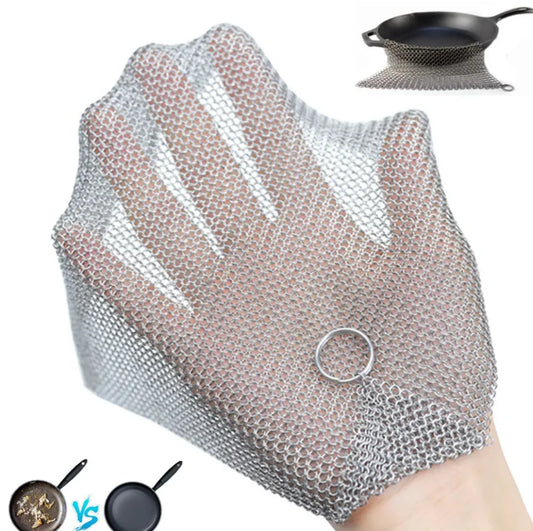 Grille métallique en inox, maille fine ultra-résistante, nettoyage puissant sans rayures, hygiénique et sans odeur, durable et antirouille pour poêles en fonte, casseroles, grills, planchas, moules et ustensiles de cuisine. Livraison offerte !