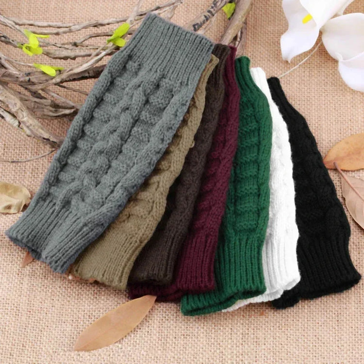 Gants longs sans doigts en tricot torsadé pour femmes, élégants et chauds, doux et confortables, taille unique, disponibles en plusieurs couleurs. Livraison offerte !