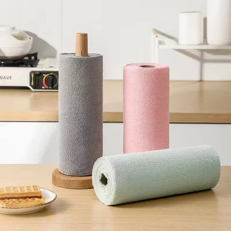 Rouleau de 20 grands chiffons de cuisine en microfibre réutilisables 25x25 cm, chiffons à vaisselle ultra absorbants, remplacent les essuie-tout jetables, épais, lavables et économiques. Livraison offerte !