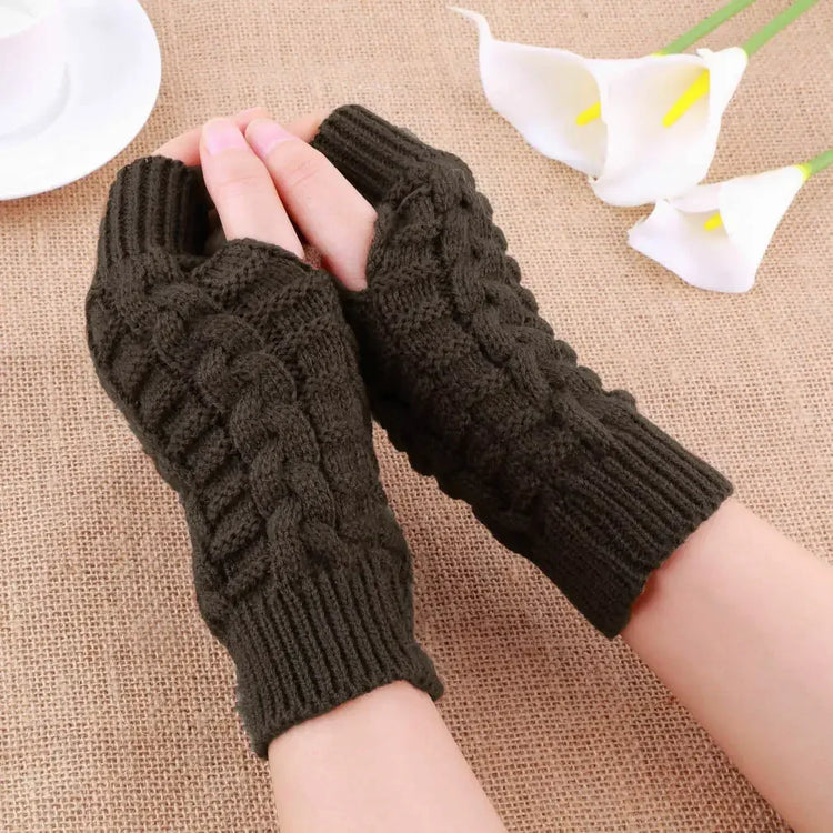 Gants longs sans doigts en tricot torsadé pour femmes, élégants et chauds, doux et confortables, taille unique, disponibles en plusieurs couleurs. Livraison offerte !