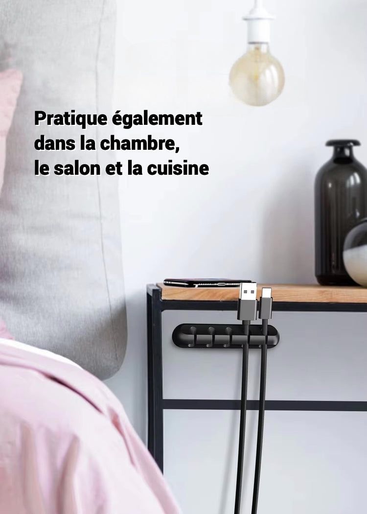 Ingénieux organisateur de câbles en silicone, auto-adhésif ultra-puissant, pour la maison, la voiture et le bureau. La livraison prioritaire est offerte !