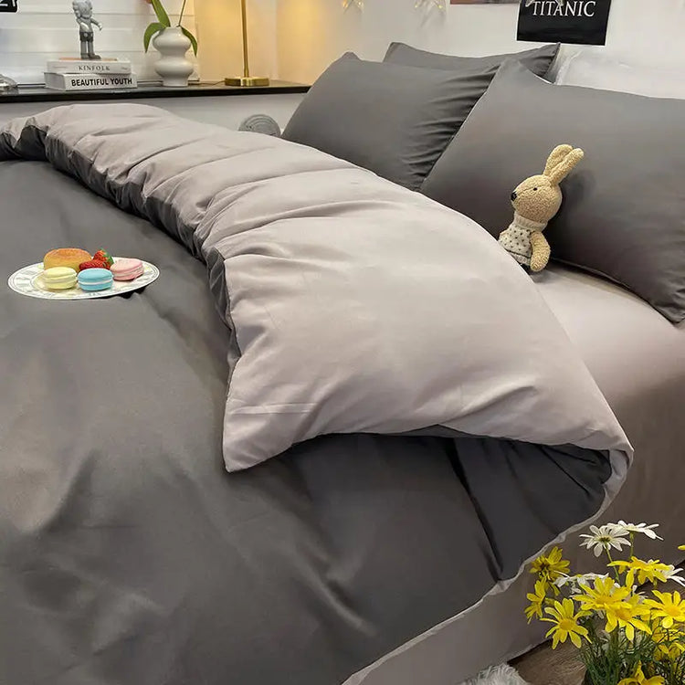 Superbe housse de couette Premium en microfibre brossée, ultra douce, 2 tons, réversible, fermeture à glissière, anti-taches, qualité hôtelière. La livraison prioritaire est offerte !