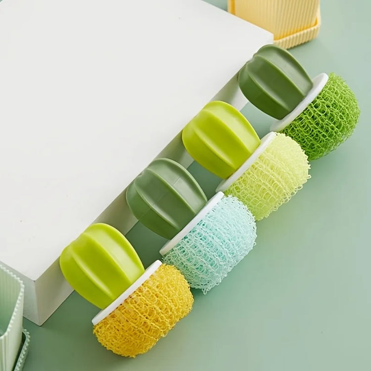 Household Kitchen Cleaning Brush Cactus Dishwashing Brush Pot Wash Pot Brush with Handle Nano Cleaning Ball