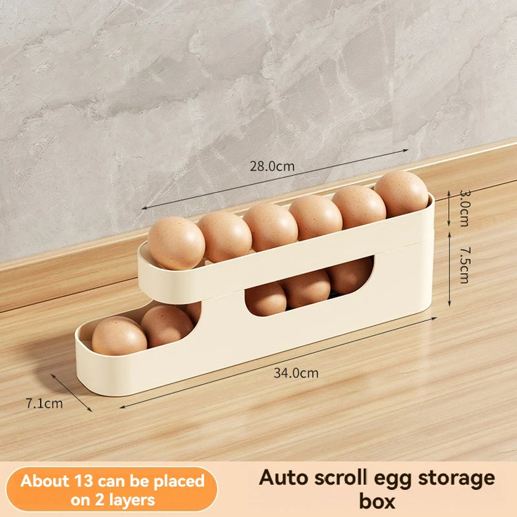 Rolling Egg Storage Holder for Fridge Side Door with Egg Container and Fresh-keeping Function Storage Organizer for Kitchen