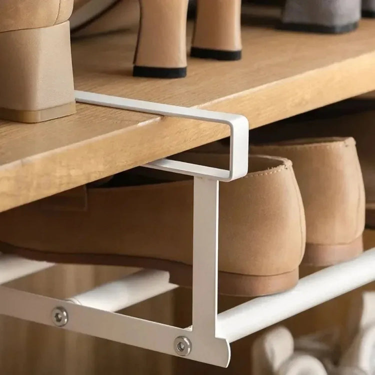 Étagère à chaussures télescopique réglable en acier au carbone, organisateur sous-étagère peu encombrant pour placards et armoires, support extensible. Livraison offerte !