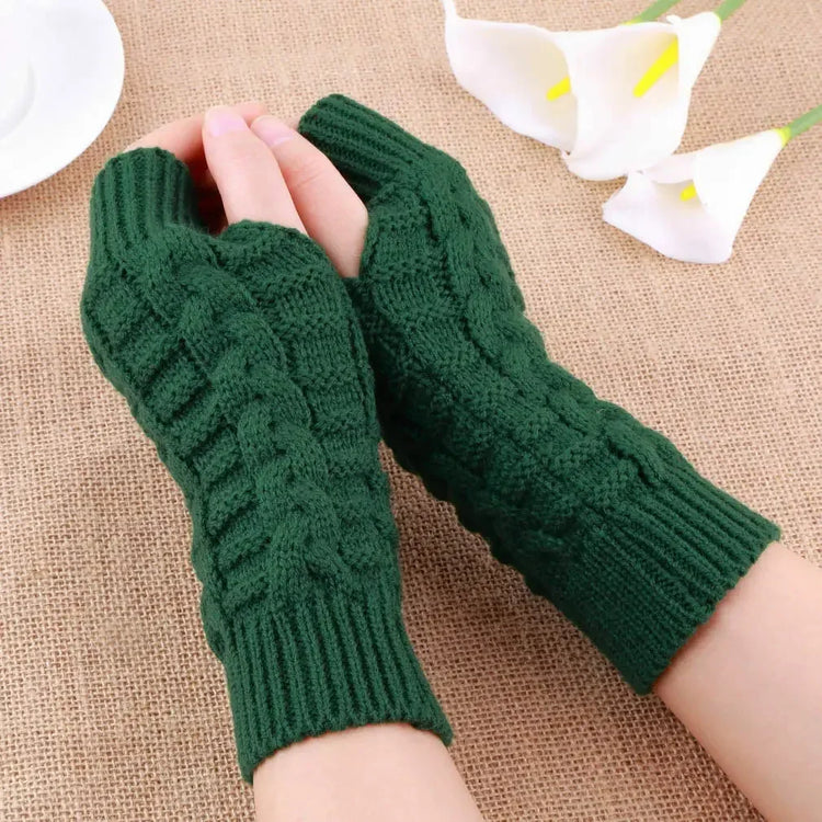 Gants longs sans doigts en tricot torsadé pour femmes, élégants et chauds, doux et confortables, taille unique, disponibles en plusieurs couleurs. Livraison offerte !