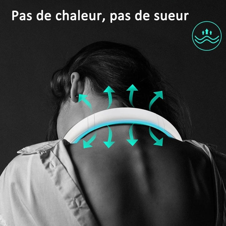 Ventilateur portable sans pales pour le cou - ventilateur à suspendre, 1200mAh rechargeable, rafraîchisseur d'air à 3 vitesses. La livraison prioritaire est offerte !